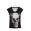 China Supplier Hot Sale Custom 3D Printing Skull Black Branded Woman T-shirt