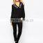 Latest Design Long Sleeve V Neck Lady Embroidery Blouse