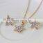 Fashion Amazing Shining Star Gold Plated Rhinestone Necklace Stud Earring Bracelet Ring Set for Women Wedding Jewelry Set