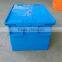 HDPE Stacking and Nesting Plastic Moving Container with Attached Lid