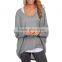 Ladies blouses Long Sleeve Casual Pullover Batwing Pullover Top