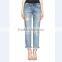 2014 Sexy women high waist wholesale price alibaba China supplier cheap blue distressed 100% cotton denim jean pants factory
