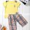 Summer new arrival boys T-shirt two-piece suits boys plaid pants suits