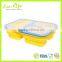 3-compartment 600+250+250ML 100% Pure Silicone color frame Collapsibe Lunch Box , Food Fruit Container