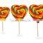 Individual Wrapped Fruit Flavour Sweets Flat Swirl rainbow heart shape lollipop