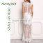 Sexy Nighty Off White Floral Applique Lace Maxi Dress for Women HSd7331