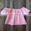 Off Shoulder Child Girl Tops Solid Pink Tank Top Boutique Children Clothes Wholesale