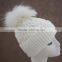 Myfur 2016 Newest Girls Winter Knitted Wool Hats With Fur Poms