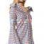 OEM Fashion Strapeless Neckline Horn Cuff Plaid Women Blouse