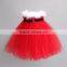Fashion Strap Fluffy Kids Baby Girls Red Christmas Wedding Dress