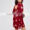 Guangzhou Shandao Latest Fashion Printing Red Chiffon Long Sleeve 100% Polyester ladies casual dresses pictures