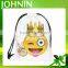 Funny Fashion Custom Design Heat Transfer Printed Emoji Drawstring Bag