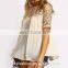 2016 Blouses and Shirts For Women Vogue Royal Criss Cross Back Crochet Short Sleeve Round Neck Blouse