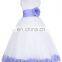 Grace Karin Plum White Sleeveless Flower Decorated Baby Girls Party Dress 2~12 Years CL008936-7