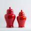 Hand Made Modern Simple Storage Jar Jingdezhen Red Ceramic Vase With Lid For Hallway Decor