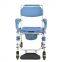 Hige-Quality Folding Aluminum Commode Chair Shower Wheelchair with 4-Inch Wheel for Disable Elder