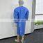 Disposable blue isolation gown CE SMS SMMS gown with wide belt