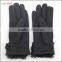 ladies winter warm black woolen hand gloves with fur wholesale