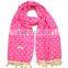 Wholesale Latest Polka Dot Printed Cotton Linen Children Girls Scarf With Tassels