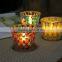 Handmade cup shaped glass mosaic candle holder