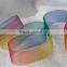 China Factory supply iridescent rainbow sheer organza ribbon,silk chiffon ribbon for gift craft card making decoration