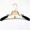 High end velvet covered shoulder plastic hanger for whole sale