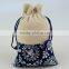 Fashion spliced jute drawstring burlap bags wholesale