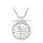 New Hollow Out Geometric Heart Long Chain Necklace Round Silver Gold Plated Rhinestone Pendant Necklace for Women Jewelry Gifts