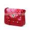 Dongguan factory new arrival red woven genuine leather woman shoulder bag