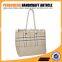 women polyester stripe shoping handbags cotton handle