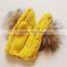 Ladies Acrylic Jacquard Knitted Glove With Real Raccoon Fur Pompoms Pearl Decorated