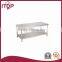 linear industrial work table with under shelf