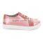 High Quality Custom Logo Fashion Lace-up Pink Leather Girls Sneakers