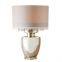 Europe acrylic base silver table lamp for living room with mercury glass and long cylinder silk shade
