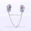 Lovely gloves Pure 925 Silver Safety Chain New Fashion Silver Charm Jewelry European Safety Chain Christmas Gift A007