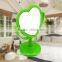 Plastic colourful double heart-shaped magnifying cosmetic/ table mirror