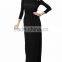 long sleeve muslim evening dress Women Boat Neck Long Maxi Full-Length long sleeve Dress