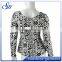 New style milky fabric long sleeve printing shirts for lady
