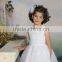 white satin off shoulder high neck beaded flower girl dress