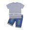 Hot sale children clothing set boy casual clothes suit(t-shirt+jean shorts)summer kid garment retail