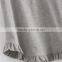 Plain white and grey pure cotton Roll Cuff Ruffle Trim Slub T-shirt