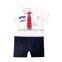 summer short sleeve flat angle baby romper with necktie