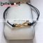 Fashion Adjustable bracelet with extended wire pu bracelet with metal