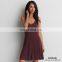 Women New Design Deep V-neck Pointelle Tank Sweater Dress