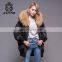 Embroidery bomber down jacket with raccoon fur collar big size