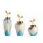 American Luxury Hand Made White Blue Ceramic Vase With Metal Cap For Showroom Decor
