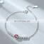 Ocean Heart S925 Sterling Silver Angelic Jewelry Round-Cut Clear Blue Crystal Wrist Jewelry Sparking Zirconia Solitaire Bracelet