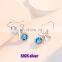 Sterling Silver S925 Shiny CZ Butterfly Earrings 925 Silver Crystal Bow Knot Stud Earrings For Women Girls Gift