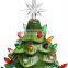 mini small hand painted ceramic christmas xmas artificial tree decoration ornament with led lights
