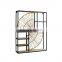K&B wholesale cube metal frame wooden rope knitted pattern wall mounted rack shelves decorations home